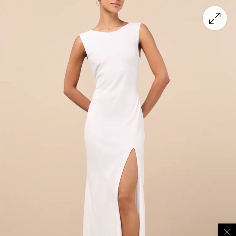 Lulu's White Maxi Dress with High Slit